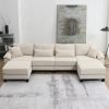 Beige 133" 6 Seat Corduroy Modular Sectional Sofa