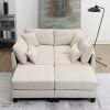 Beige 133" 6 Seat Corduroy Modular Sectional Sofa