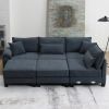 Gray 133" 6 Seat Corduroy Modular Sectional Sofa