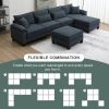 Gray 133" 6 Seat Corduroy Modular Sectional Sofa