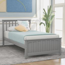 Gray Wood Twin Platform Bed