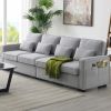 Light Gray 104" 4 Seat Linen Sofa with Armrest Pockets and Pillows