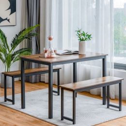 Rustic Bench Dining Set