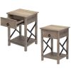 Gray Rustic Nightstand With Drawers Set