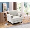 Living Room 3-Piece Chenille White, Sofa, Loveseat, and Single Chair
