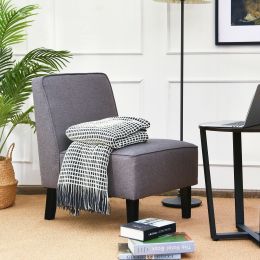 Armless Gray Linen Sofa Chair
