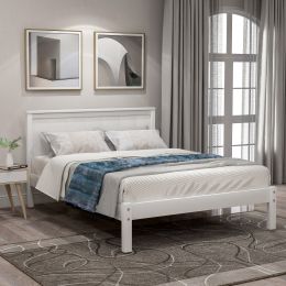 Rustic White Twin Platform Bed Set