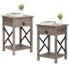 Gray Rustic Nightstand With Drawers Set