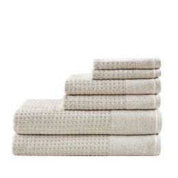 Spa Waffle Cotton Bath Towel 6 Piece Set-Taupe