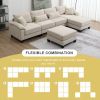 Beige 133" 6 Seat Corduroy Modular Sectional Sofa
