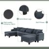 Gray 133" 6 Seat Corduroy Modular Sectional Sofa