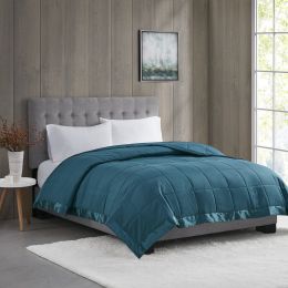 Teal King Lightweight Down Alternative Blanket with Satin Trim