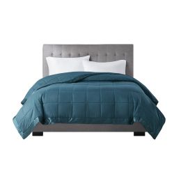 Teal Full-Queen Lightweight Down Alternative Blanket with Satin Trim