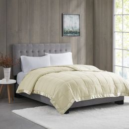 Cream Full-Queen Lightweight Down Alternative Blanket with Satin Trim