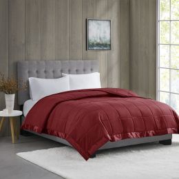 Burgundy Twin Lightweight Down Alternative Blanket with Satin Trim