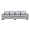 Light Gray 104" 4 Seat Linen Sofa with Armrest Pockets and Pillows