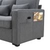 Dark Gray 104" 4 Seat Linen Sofa with Armrest Pockets and Pillows