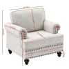 Living Room 3-Piece Chenille White, Sofa, Loveseat, and Single Chair
