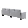 Light Gray 104" 4 Seat Linen Sofa with Armrest Pockets and Pillows