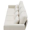 Beige Fabric 104" 4 Seat Linen Sofa with Armrest Pockets and Pillows