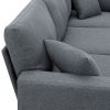 Dark Gray 89.8" 5-Seat Linen Fabric Modular Couch/Sofa with Ottoman and Pillows