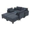 Gray 133" 6 Seat Corduroy Modular Sectional Sofa