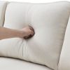 Beige Fabric 104" 4 Seat Linen Sofa with Armrest Pockets and Pillows