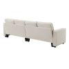 Beige Fabric 104" 4 Seat Linen Sofa with Armrest Pockets and Pillows