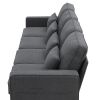 Dark Gray 104" 4 Seat Linen Sofa with Armrest Pockets and Pillows
