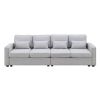 Light Gray 104" 4 Seat Linen Sofa with Armrest Pockets and Pillows