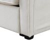 Beige Fabric 104" 4 Seat Linen Sofa with Armrest Pockets and Pillows