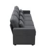 Dark Gray 104" 4 Seat Linen Sofa with Armrest Pockets and Pillows