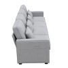 Light Gray 104" 4 Seat Linen Sofa with Armrest Pockets and Pillows