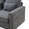 Dark Gray 104" 4 Seat Linen Sofa with Armrest Pockets and Pillows