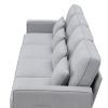 Light Gray 104" 4 Seat Linen Sofa with Armrest Pockets and Pillows