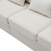 Beige Fabric 104" 4 Seat Linen Sofa with Armrest Pockets and Pillows