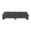 Dark Gray 104" 4 Seat Linen Sofa with Armrest Pockets and Pillows