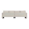Beige Fabric 104" 4 Seat Linen Sofa with Armrest Pockets and Pillows