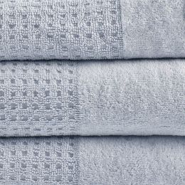 Spa Waffle Cotton Bath Towel 6 Piece Set-Blue