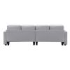 Light Gray 104" 4 Seat Linen Sofa with Armrest Pockets and Pillows