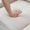 Beige Fabric 104" 4 Seat Linen Sofa with Armrest Pockets and Pillows