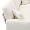 Beige 89.8" 5-seat Linen Fabric Modular Couch/Sofa with Ottoman and Pillows