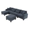 Gray 133" 6 Seat Corduroy Modular Sectional Sofa