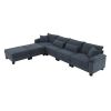 Gray 133" 6 Seat Corduroy Modular Sectional Sofa