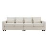 Beige Fabric 104" 4 Seat Linen Sofa with Armrest Pockets and Pillows