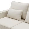 Beige Fabric 104" 4 Seat Linen Sofa with Armrest Pockets and Pillows