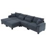 Gray 133" 6 Seat Corduroy Modular Sectional Sofa