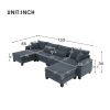 Gray 133" 6 Seat Corduroy Modular Sectional Sofa