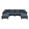 Gray 133" 6 Seat Corduroy Modular Sectional Sofa