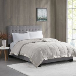 Gray King Lightweight Down Alternative Blanket with Satin Trim